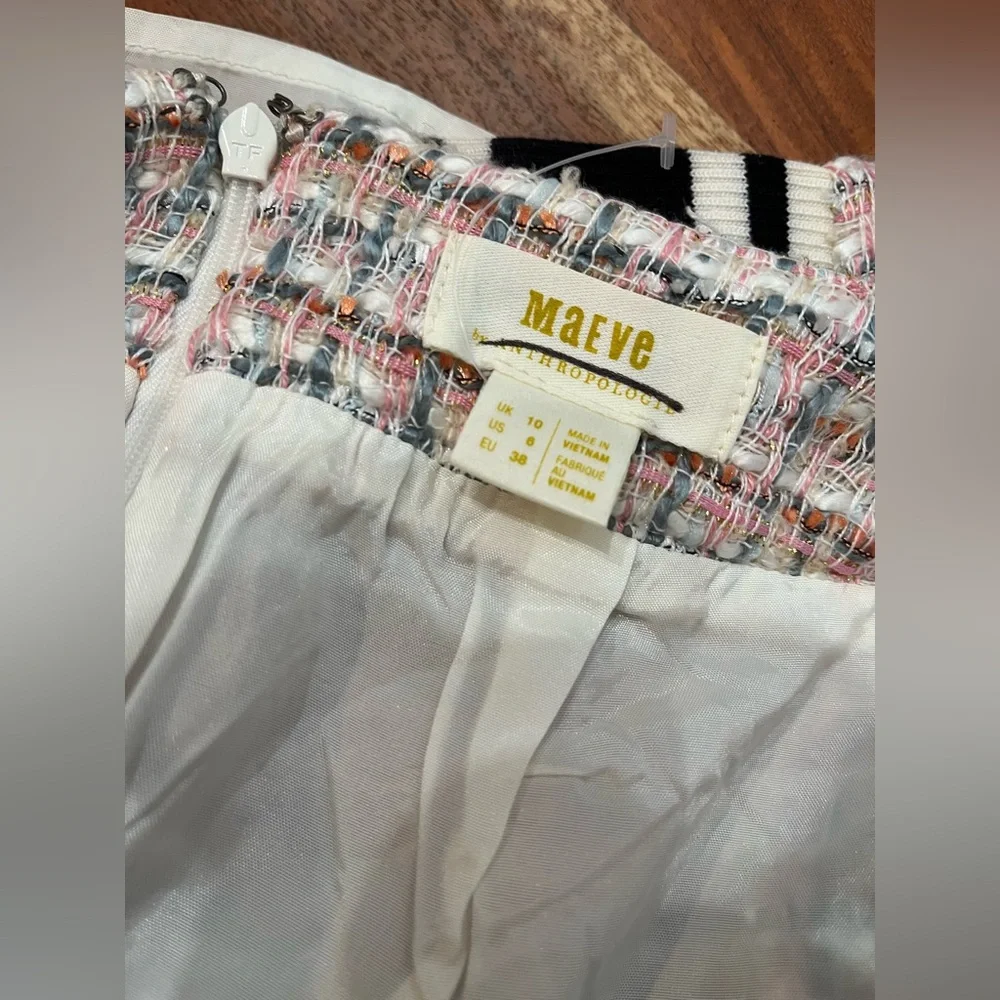NWOT Anthropologie Maeve Tweed Skirt w Athletic Stripes- Size 6